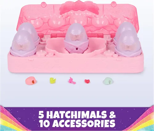Miniatura 4 de Hatchimals Alive, Rainbow Splash Cartón de Huevos, 5 Mini Figuras en Huevos de Revelación de Color y 10 Accesorios, Regalos y Rellenos de Media