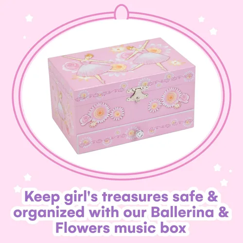 Miniatura 2 de Jewelkeeper Joyero musical de bailarina rosa para niña con cajón extraíble, estuche organizador de almacenamiento de joyas, melodía de lago cisne