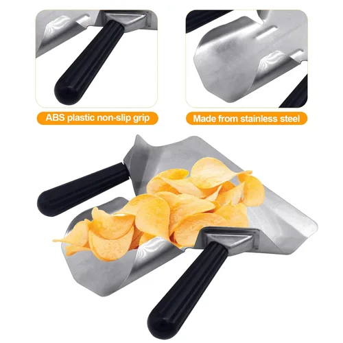 Miniatura 5 de MIZORLIE Palomitas de maíz de acero inoxidable de doble mango y pala para papas fritas para aperitivos, postres y helados 2