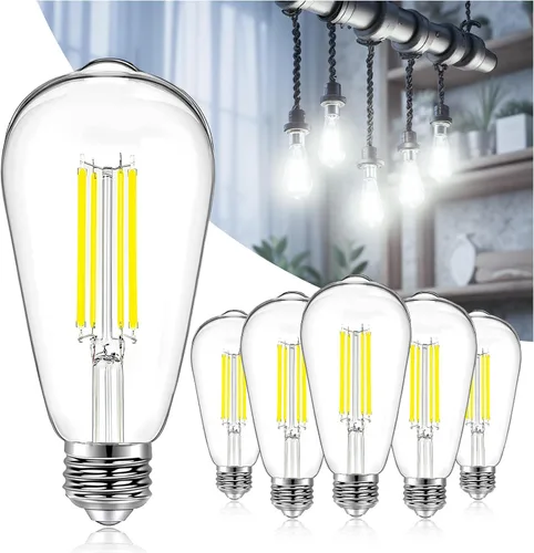 Miniatura 10 de DAYBETTER Bombillas LED Edison vintage, bombilla LED E26 equivalente a 60 W, bombillas LED regulables, alto brillo 6 W 800 LM, blanco cálido 2700 K