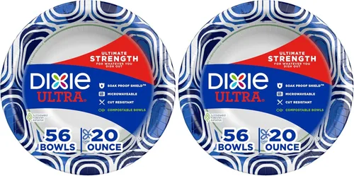 Miniatura 10 de Dixie Ultra, Cuencos de papel grandes, 20 onzas, 150 unidades (6 paquetes de 25 cuencos), aptos para microondas, compostables, cuencos desechables