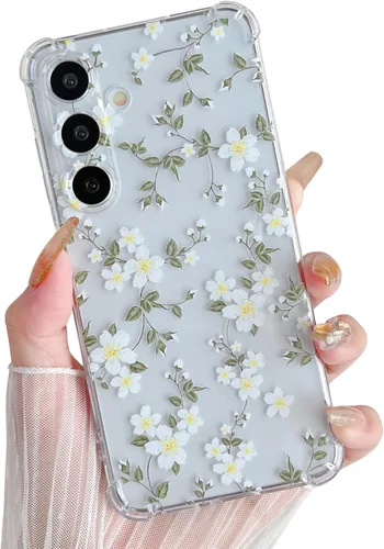 Miniatura 13 de ZTOFERA Funda transparente para Samsung Galaxy S24 con bonito patrón de flores para mujeres y niñas, funda protectora a prueba de golpes, delgada