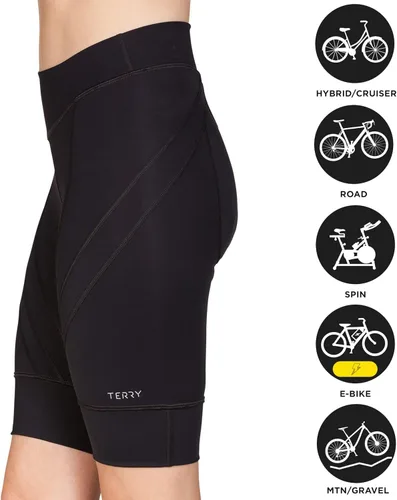 Miniatura 4 de Terry Women's Euro Bike Short - 10 Inch Inseam Padded Ladies Compression Cycling Bottom, Elastic Free LegWaist