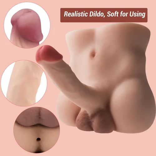 Miniatura 4 de Muñeca sexual de torso con consolador realista flexible de 8.7 pulgadas para masturbación de mujeres, muñecas sexuales para hombres, sexo