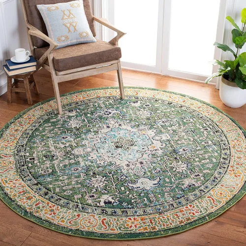 Miniatura 19 de SAFAVIEH Madison Collection - Alfombra decorativa de 2 pies 2 pulgadas x 4 pies, color verde y turquesa, diseño envejecido, no desprende pelusa