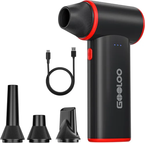 GOOLOO Plumero de aire comprimido F3, plumero de 150000 RPM para limpieza, soplador de aire eléctrico recargable de 3 engranajes con carga rápida,