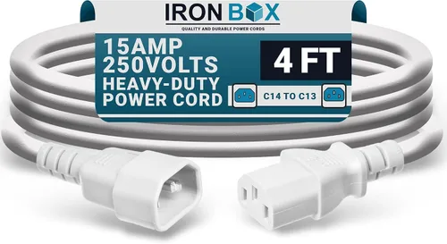 Miniatura 18 de IronBox Electric - Cable de Alimentación C14 a C13 de Servicio Pesado, 15A, 250V, Cable de Extensión para Computadora 14/3 AWG - Cables