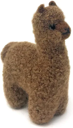 Inca Fashions - Figura y adorno de alpaca realista de fieltro, hecho a mano con hilo 100% de lana de alpaca (marrón oscuro)