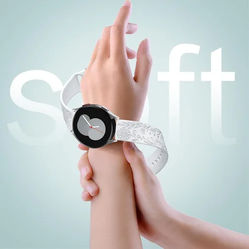 Miniatura 5 de Samsung Galaxy - Correa deportiva de silicona grabada con girasol de 1.575 pulgadas/1.732 pulgadas, para mujeres y hombres Blanco