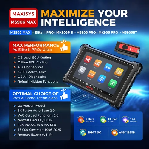 Miniatura 3 de Autel Escáner MaxiSYS MS906 MAX, 2026 10 '' MS906MAX 2.0 Ver. de MS906 PRO MS908S MK908 II, Lite of Elite 2 PRO, herramienta de escaneo superior
