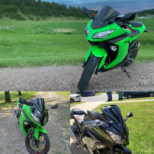 Miniatura 6 de Parabrisas doble burbuja deflector de viento pantalla para Ninja 300 EX300R EX300 2013-2017 2013 2014 2015 2016 2017 negro