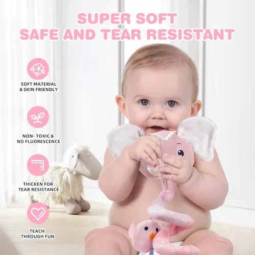 Miniatura 4 de Jollybaby Juguetes para Cuna, Cochecito y Asiento de Auto para Bebé de 0-3-6-9-12 Meses, Juguetes Sensoriales Colgantes para Tiempo Boca Abajo