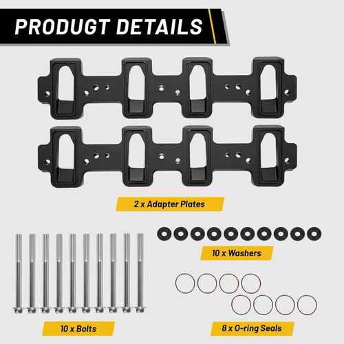 Miniatura 5 de LS1 Placas adaptadoras de colector de admisión rectangular para culata de puerto catedral a LS3 LSA ZL1 CTS-V (negro)