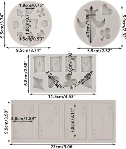 Miniatura 2 de Sijiangmold Moldes de silicona de póquer, juego de cartas de casino, molde de fondant de chocolate para decoración de cupcakes, decoración