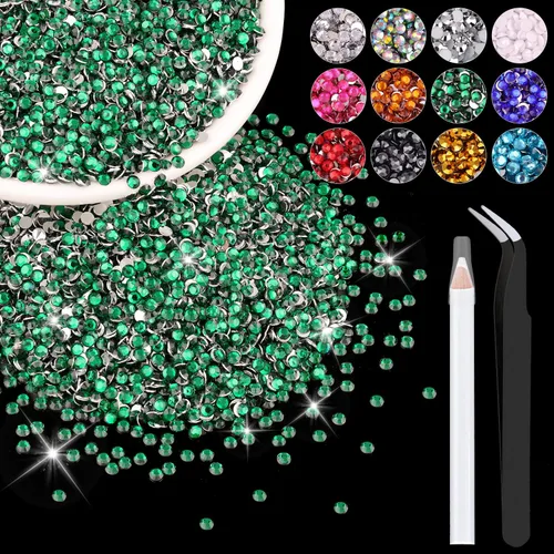 Miniatura 77 de 12000 diamantes de imitación de resina de 0.079 pulgadas a granel para manualidades (transparente), cristales deslumbrantes con parte trasera plana