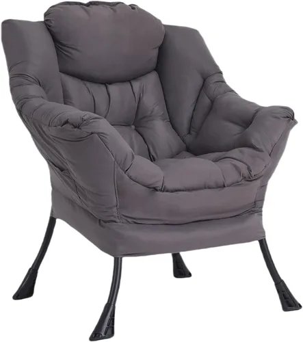 Miniatura 29 de Furlide Silla Perezosa Moderna con Reposapiés Plegable, Sillón de Descanso y Cómoda Silla de Lectura (Negro)