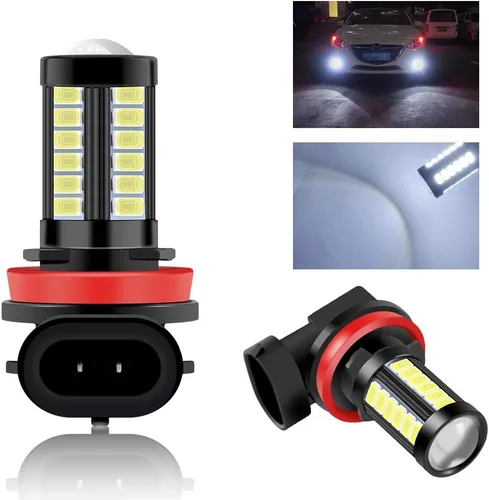 Miniatura 11 de Bombillas LED antiniebla H8 H11 de repuesto para automóviles súper brillantes 6000 K rosa 5730 33SMD para luces de circulación diurna DRL 12 V-2