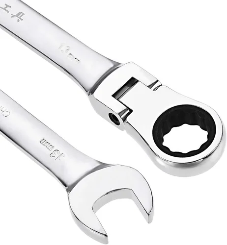 Miniatura 3 de uxcell Llave combinada de trinquete de cabeza flexible de 0.512 in métrica 72 dientes 12 puntos trinquete caja terminada herramientas de llave