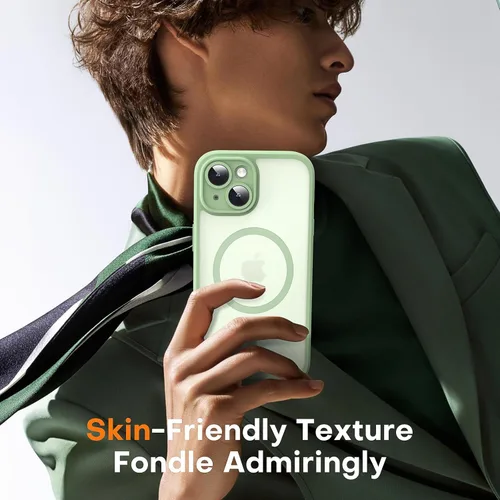 Miniatura 6 de TOCOL Funda Magnética para iPhone 15, Protección Completa Mejorada de la Cámara, Compatible con Magsafe, Protección contra Caídas, Funda para Verde