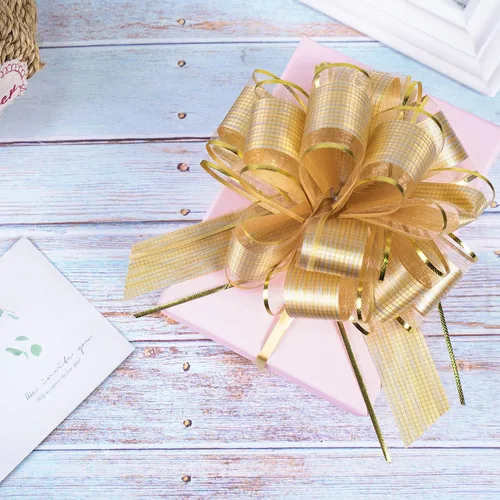 Miniatura 4 de 10 lazos grandes para envolver regalos, lazo con cinta para cestas de regalo de boda, lazos de envoltura de regalo de fiesta, lazos de decoración