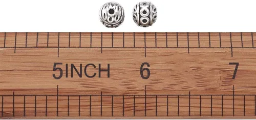 Miniatura 5 de Craftdady 20 cuentas espaciadoras redondas de plata antigua de 0.315 in de metal tibetano para hacer joyas agujero: 0.039 in