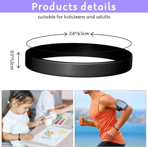 Miniatura 2 de Morcheiong 12 piezas de pulseras de silicona - Pulseras de goma en blanco de color negro para adultos y adolescentes, recuerdos de fiesta