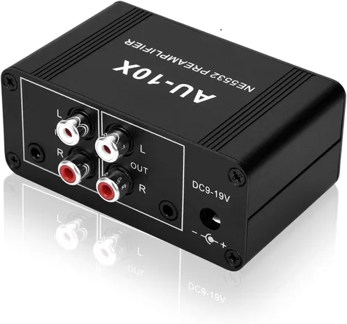 Mini preamplificador de audio estéreo pequeño, amplificador de auriculares, ganancia de 20 dB Phono Turntable Phonograph preamplificador,