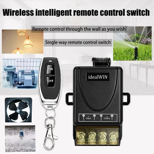 Miniatura 4 de Interruptor remoto inalámbrico con 328 pies de largo alcance, CC 12V/24V/48V/72V Clasificación de corriente 30A, interruptor de control remoto de 12