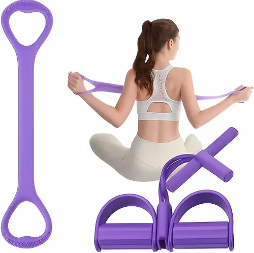 Miniatura 7 de SZ - Juego de bandas de resistencia – 2 piezas figura 8 bandas de resistencia y tubos de resistencia de pedal para entrenamiento de cuerpo completo