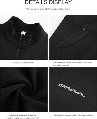 Miniatura 4 de Chaquetas deportivas para hombre, sudaderas de peso medio, cremallera completa, cuello alto, manga larga, con bolsillo