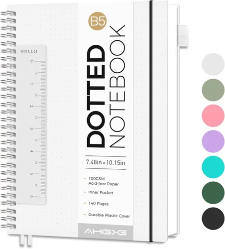 Miniatura 23 de AHGXG Diario de puntos, cuaderno en espiral de cuadrícula de puntos de 8.5 x 11 pulgadas, cuaderno de puntos grande A4, papel grueso de 3.53 oz/m²