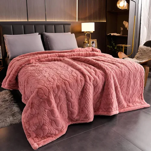 Miniatura 8 de LGYKUMEG Manta gruesa y cálida de visón coreano, manta de vellón San Marcos de 79 x 91 pulgadas, manta de cama suave y sedosa para otoño e invierno