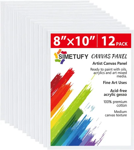 Miniatura 13 de Simetufy Paquete de 12 tableros de lienzo de 9 x 12 pulgadas para pintar paneles de lienzo, imprimados con gesso sin ácidos, 100% algodón