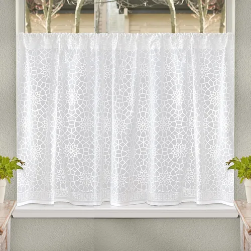 Miniatura 16 de Saffron Marigold Cortinas de Algodón de Media Cocina para Ventanas Pequeñas, Baño y Café Estampadas a Mano con Bloque Moonlit Taj - Diseño Bohemio