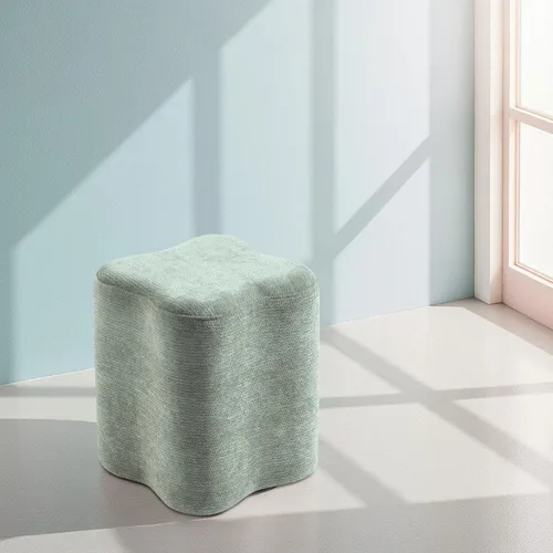 Miniatura 5 de Get Set Style Otomana con forma de flores de 14.4 pulgadas, moderno taburete otomano de felpilla para sala de estar, cómodo puf extra para sentarse