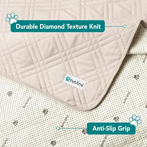 Miniatura 6 de PetAmi Funda de cama impermeable para perro, protector reversible de muebles para gatos y perros, manta lavable para asiento de sofá, 102 x 82 Beige