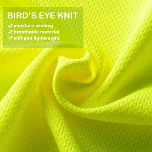 Miniatura 5 de Zhanmai 6 Pack Long Sleeve Safety Shirt High Visibility Reflective Class 3 Hi Vis Construction Safety Shirt with Pocket Amarillo