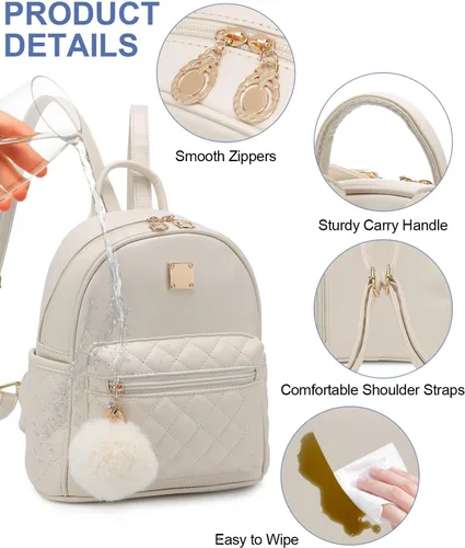 Miniatura 35 de Mini mochila de moda para niñas, bolso pequeño lindo de cuero a cuadros para mujer, mochilas pequeñas, Negro -, Mini mochila de moda para niñas