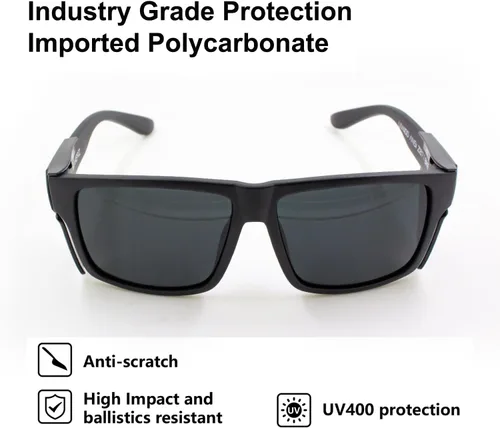 Miniatura 2 de JING LEI Gafas de seguridad con escudo lateral extraíble, gafas de protección UV400, lentes de sol rectangulares negros para mujeres y hombres