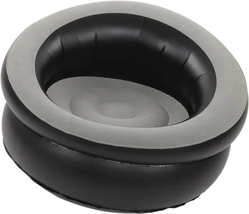 Miniatura 8 de Srliya Sofá inflable de aire flocado, silla inflable simple, sofá perezoso, sofá puff para sala de estar, dormitorio, sala de lectura, oficina, Gris