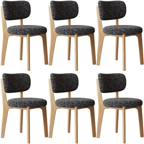 Miniatura 18 de YVYKFZD Solid Wood Dining Chairs, Fabric Dining Room Chair Set of 2/4/6, Upholstered Kitchen Chairs with Curved Backrest, Armless Living Room Chair