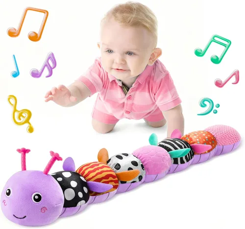 Miniatura 8 de LIGHTDESIRE Juguetes para bebés Gusano Musical, Juguetes para bebés Animales de Peluche de 3, 6, 12 Meses, Juguetes Sensoriales con Diseño de Regla