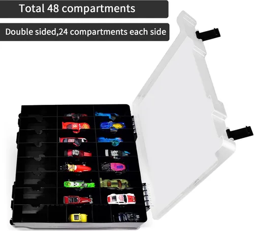 Miniatura 2 de Estuche organizador de almacenamiento de juguetes de doble cara para autos Hot Wheels, para autos de Matchbox, para mini juguetes, para muñecas Negro