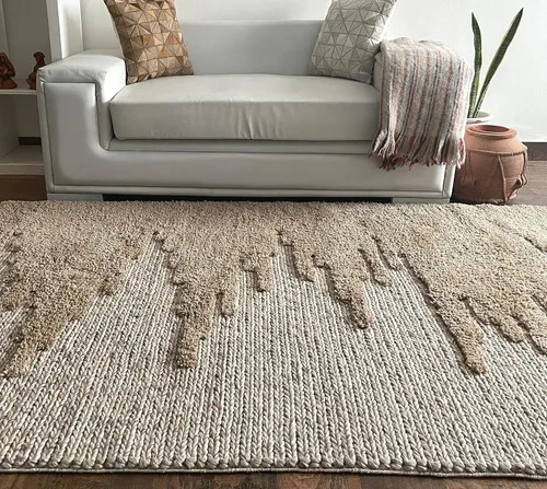 Miniatura 8 de Alfombra hecha a mano de lana dorada, fibra natural viscosa de fácil mantenimiento, alfombra para sala de estar, cama, habitación familiar, pisos