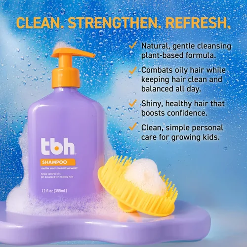 Miniatura 3 de TBH Champú para adolescentes y niños, champú hidratante ligero y desenredante para cabello seco, graso, fino, rizado y todo tipo de cabello, champú