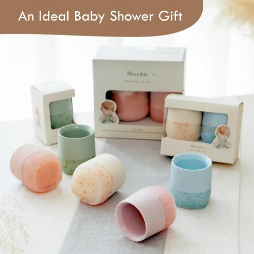 Miniatura 7 de Moonkie Tazas de silicona para bebés de 4 meses en adelante Pequeñas tazas de entrenamiento abiertas para bebés con confeti espolvoreado