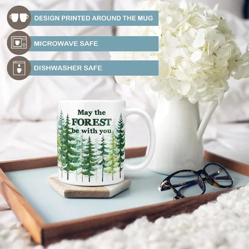 Miniatura 2 de Taza con texto en inglés «May the Forest Be With You» – Taza de café divertida para amantes de la naturaleza para excursionistas, campistas