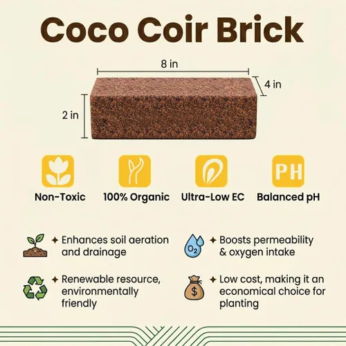 Miniatura 2 de Halatool 6 piezas de ladrillos de coco orgánico para plantas, ladrillo de coco comprimido de fibra de coco sustrato de fibra de coco con bajo 6