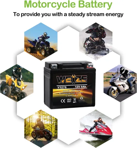 Miniatura 5 de Weize YTZ7S-BS Reemplazo de batería AGM sellada sin mantenimiento YTZ7S compatible con Honda TRX450ER TRX450R ATV motocicleta Battieres