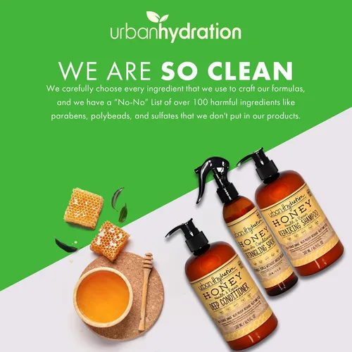 Miniatura 4 de Urban Hydration Honey Health and Repair - Juego de champú, acondicionador y desenredante Sin sulfatos, parabenos ni tintes, limpia, desenreda